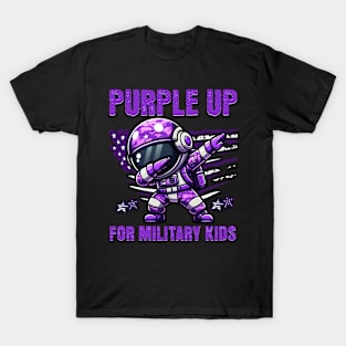 Purple Up Military Kids Military Child Month Astronaut Funny T-Shirt